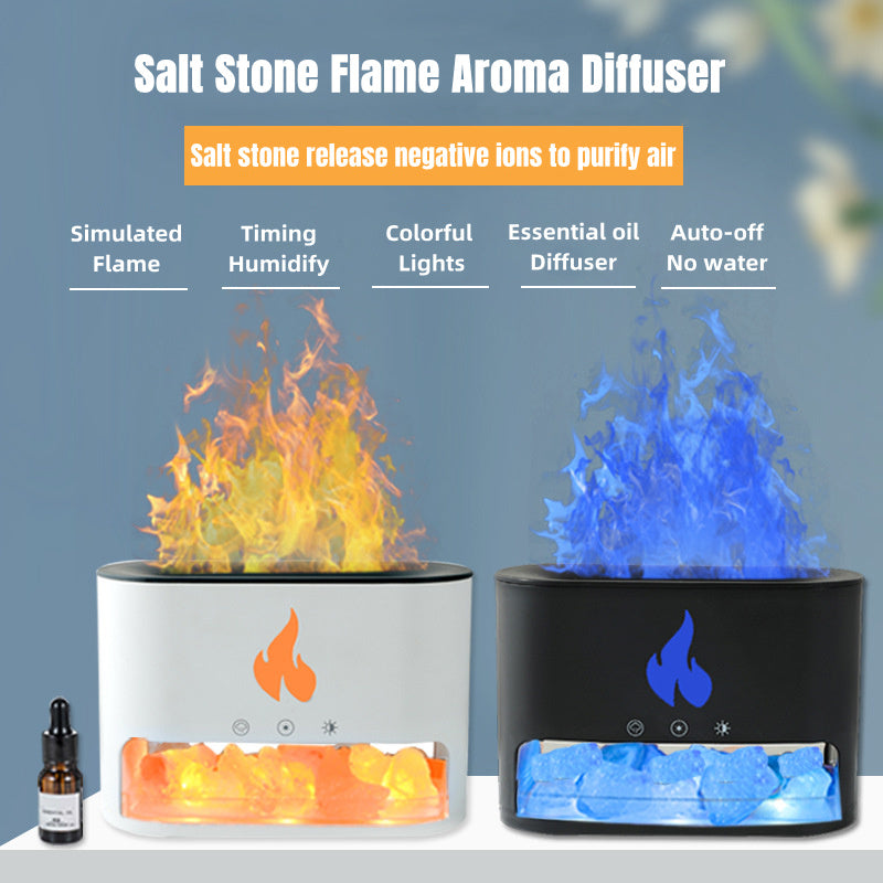 New Flame Humidifier Machine Crystal Salt Stone Colorful Lamp Flame