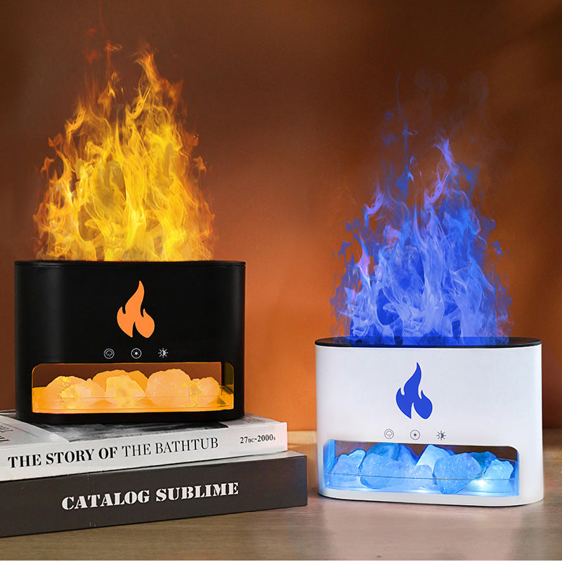 New Flame Humidifier Machine Crystal Salt Stone Colorful Lamp Flame