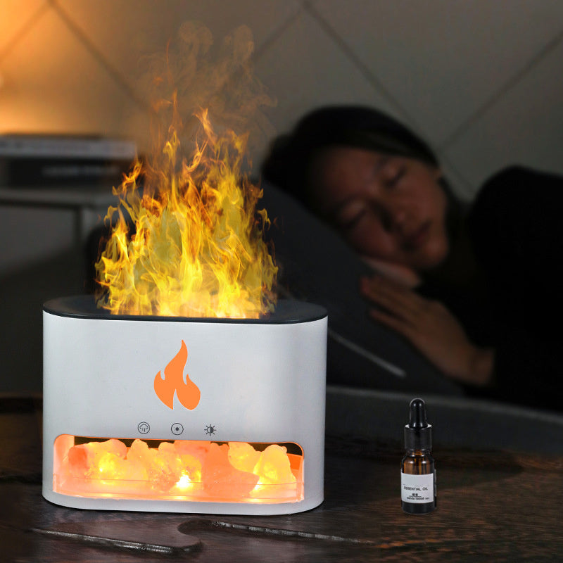 New Flame Humidifier Machine Crystal Salt Stone Colorful Lamp Flame