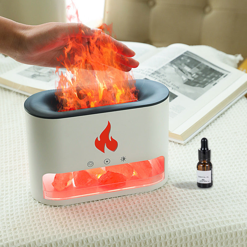New Flame Humidifier Machine Crystal Salt Stone Colorful Lamp Flame