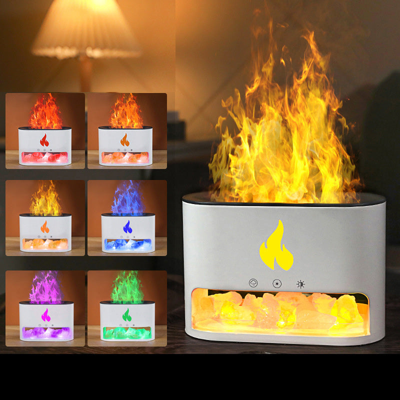 New Flame Humidifier Machine Crystal Salt Stone Colorful Lamp Flame
